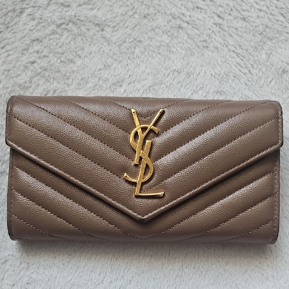 Yves Saint Laurent Brown Quilted Wallet